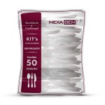 Kit garfo e faca branco mexabem c/50