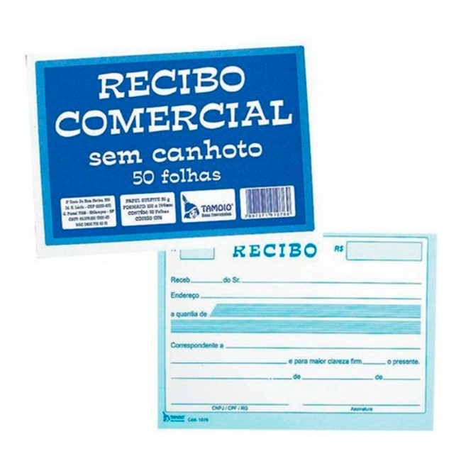 Recibo Comercial Sem Canhoto 50 Folhas Tamoio 5465