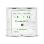 Papel Higiênico Rolão Ribeiro Folha Simples Branco  - 8x300 Metros